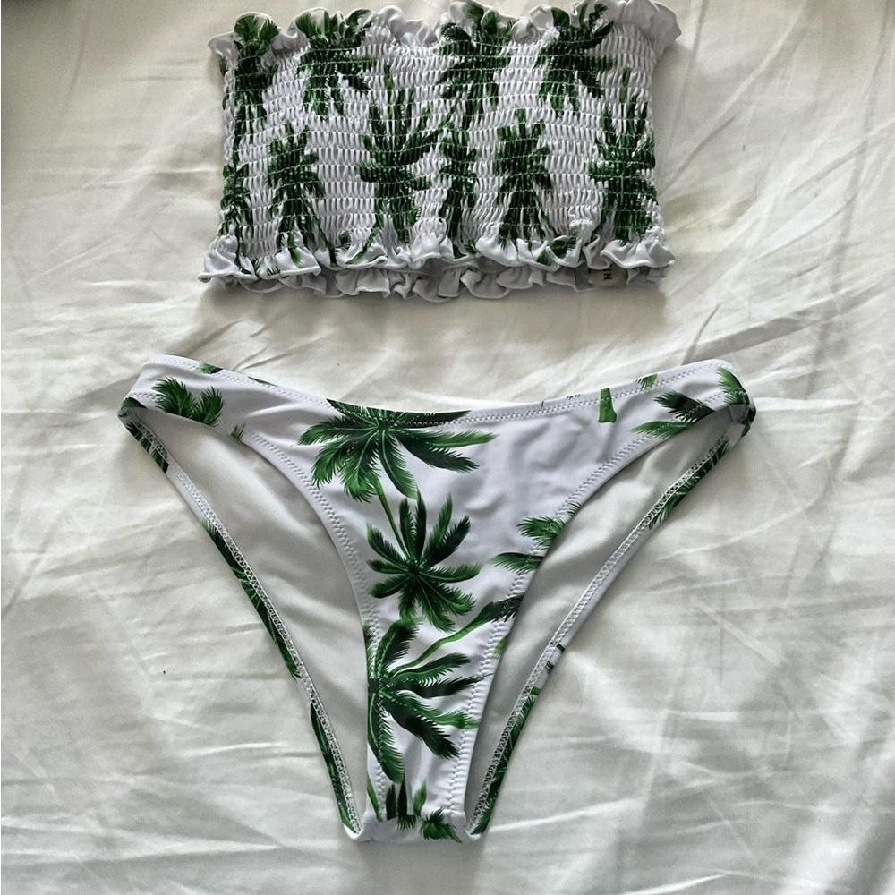 SHEIN Green Palm Print Bikini